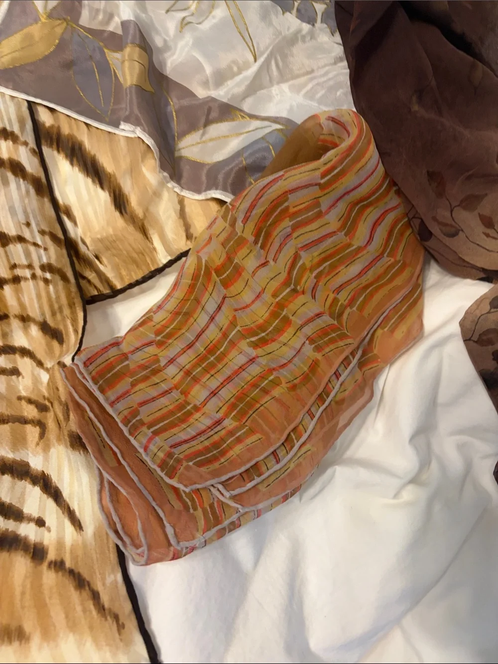 Assorted Sheer Scarves - Neutral & Earth Tone Prints